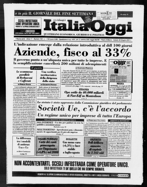 Italia oggi : quotidiano di economia finanza e politica